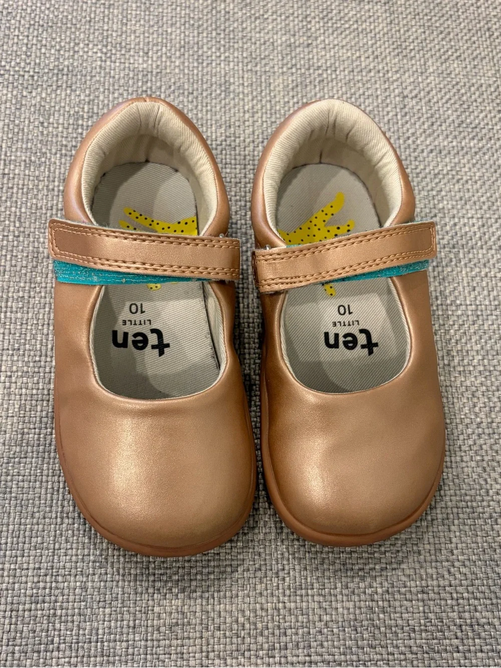 Ten Little Mary Janes, Rose Gold, Old Size 10 (New Size 9.5)
